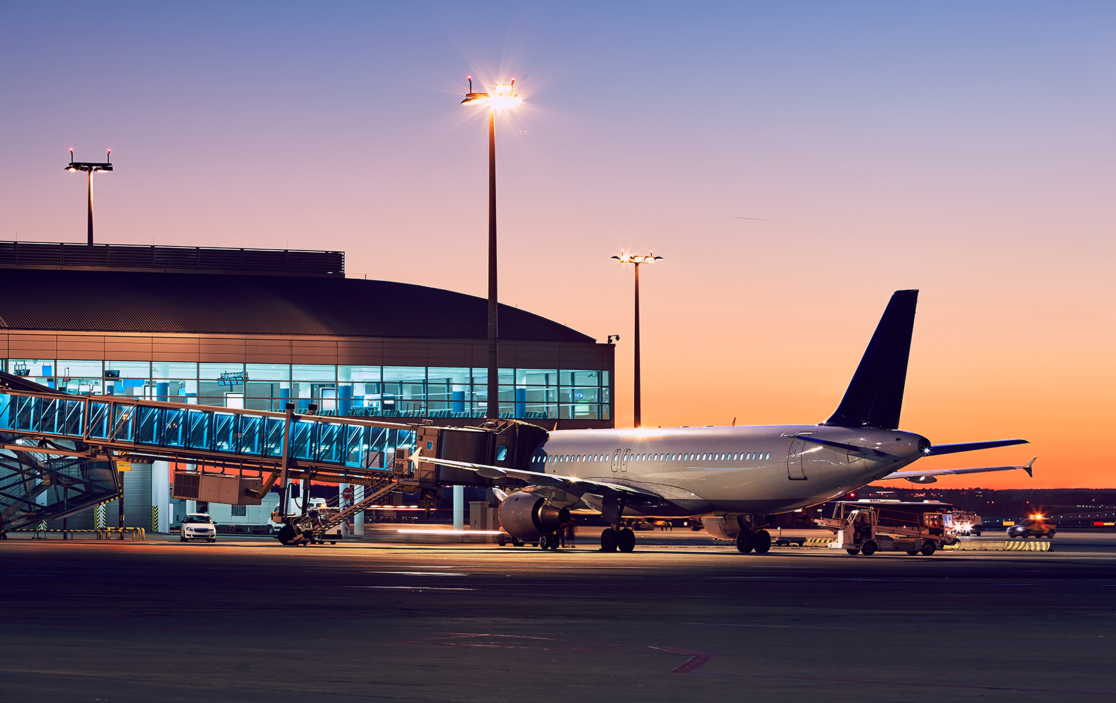 Airport at sunset